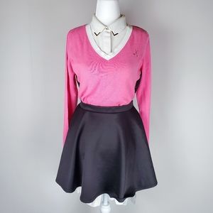 IZOD Y2K Pink Argyle Rhinestone Academia Sweater